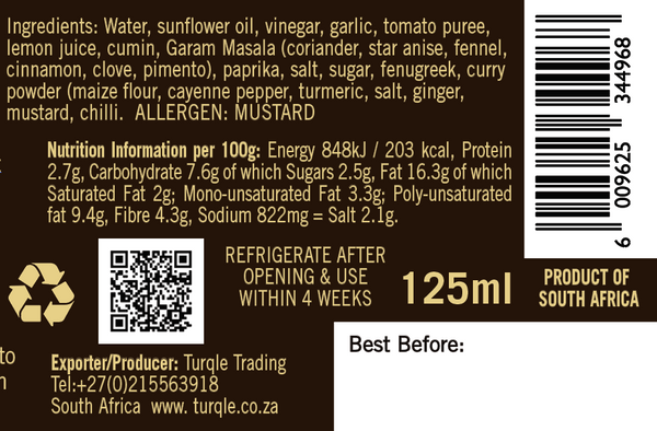 Curry Paste - YELLOW Curry - 125ml - Cape Treasures