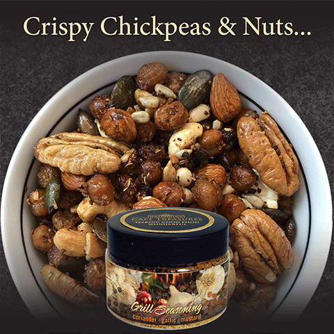 Chickpeas and Nuts and Seeds - crispy, roasted snack/sprinkle with Grill Seasoning